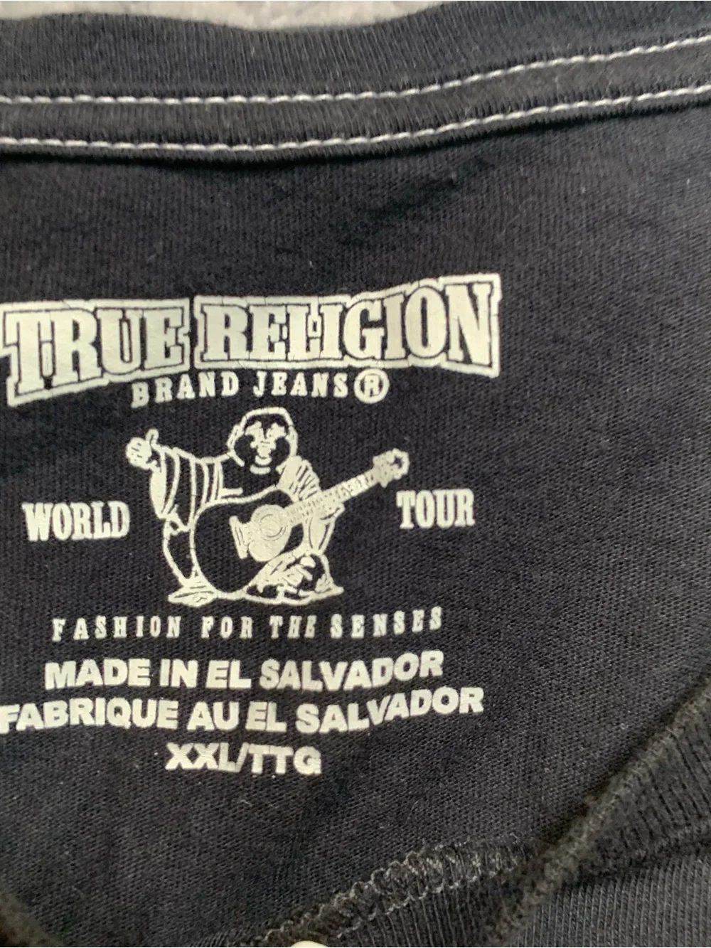 True Religion Black Short Sleeve Tee with White Logo
